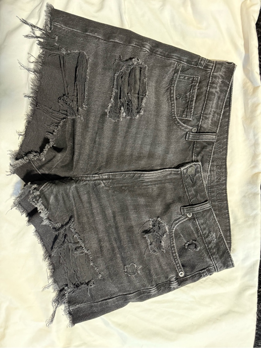 American Eagle Outfitters Black Distressed Cutoff Jean Shorts - Picture 1 of 5